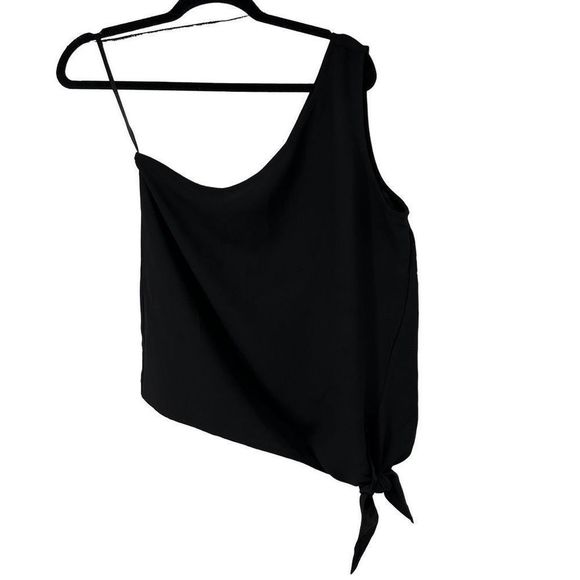 White House Black Market Tops - WHBM Black One Shoulder Tie Waist Top